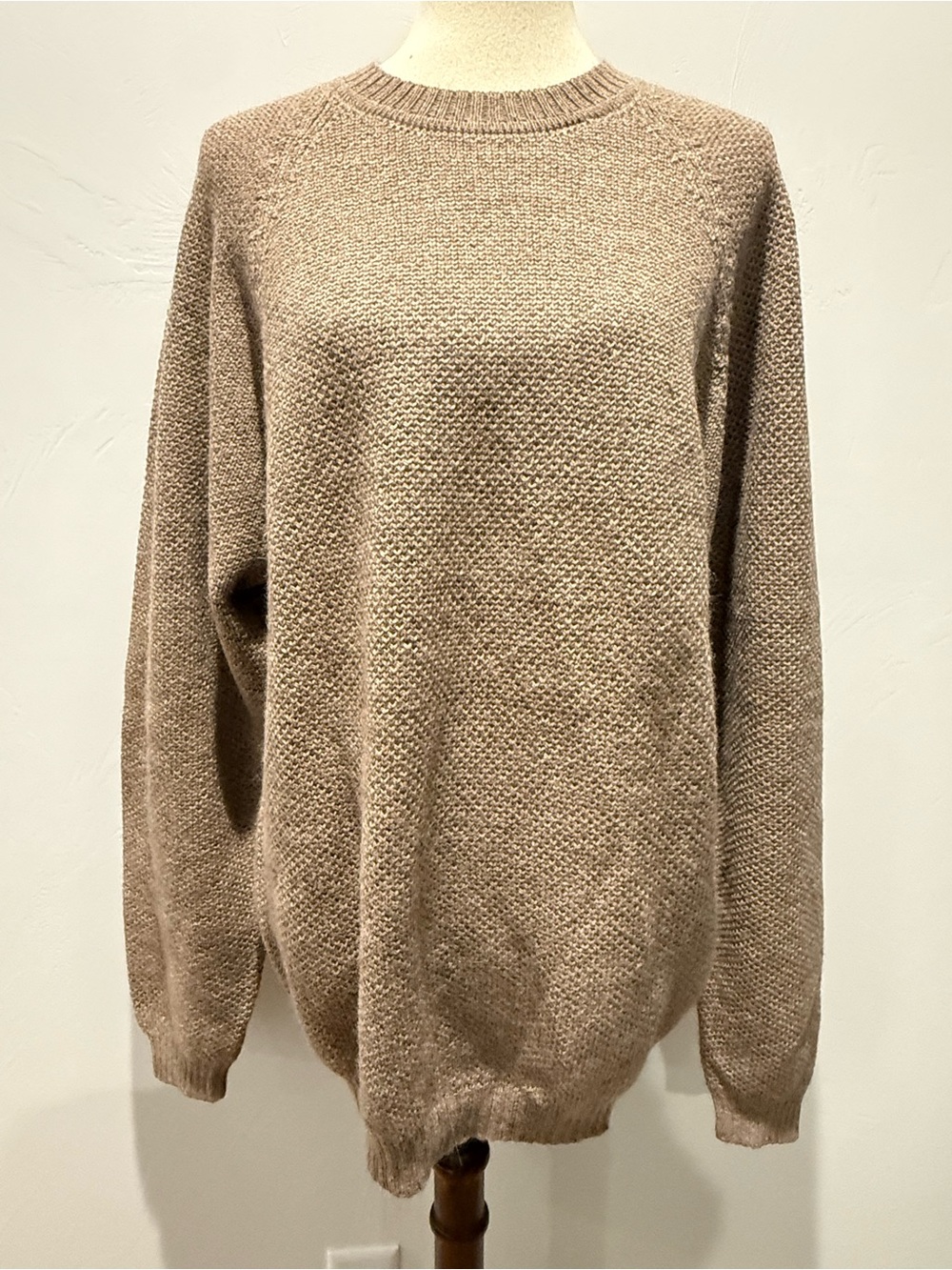 NWT! Peruvian Connection Men's "Stone" 100% Alpaca - Piqué Crewneck Sweater